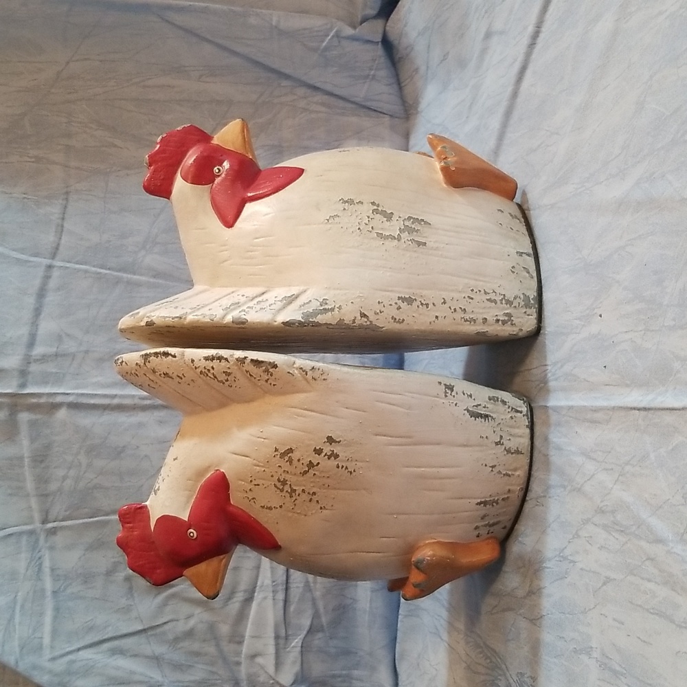Rustic Rooster Farmhouse Bookends